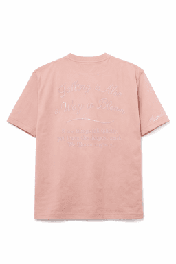 FALLING BLOOM OVERSIZED HEAVY WEIGHT TEE | 240 GSM Graphics Embroidered, Soft Pink color  - Image 2