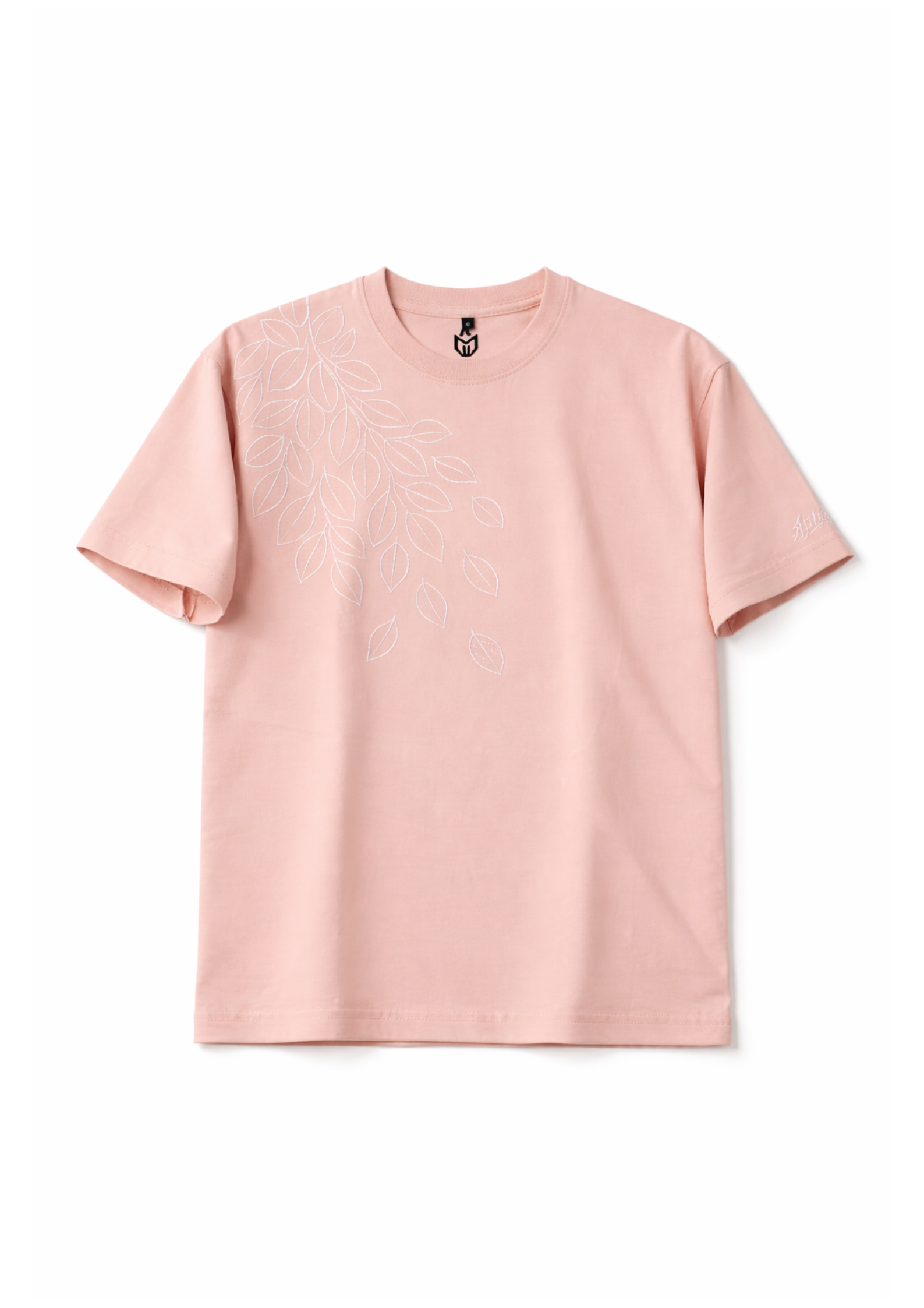 FALLING BLOOM OVERSIZED HEAVY WEIGHT TEE | 240 GSM Graphics Embroidered, Soft Pink color 