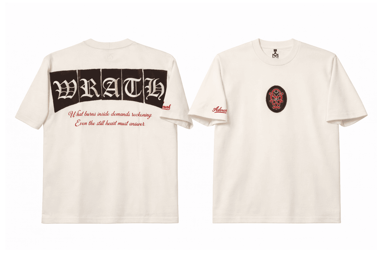 WRATH OVERSIZED EMBROIDERED PATCH TEE | 240 GSM Graphic Embroidered Premium Off-White color Tee