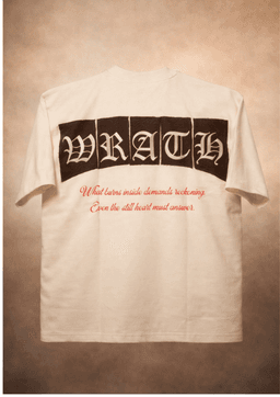 WRATH OVERSIZED EMBROIDERED PATCH TEE | 240 GSM Graphic Embroidered Premium Off-White color Tee - Image 3