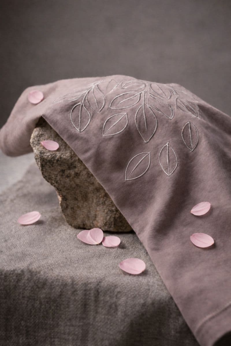 FALLING BLOOM OVERSIZED HEAVY WEIGHT TEE | 240 GSM Graphics Embroidered, Soft Pink color 